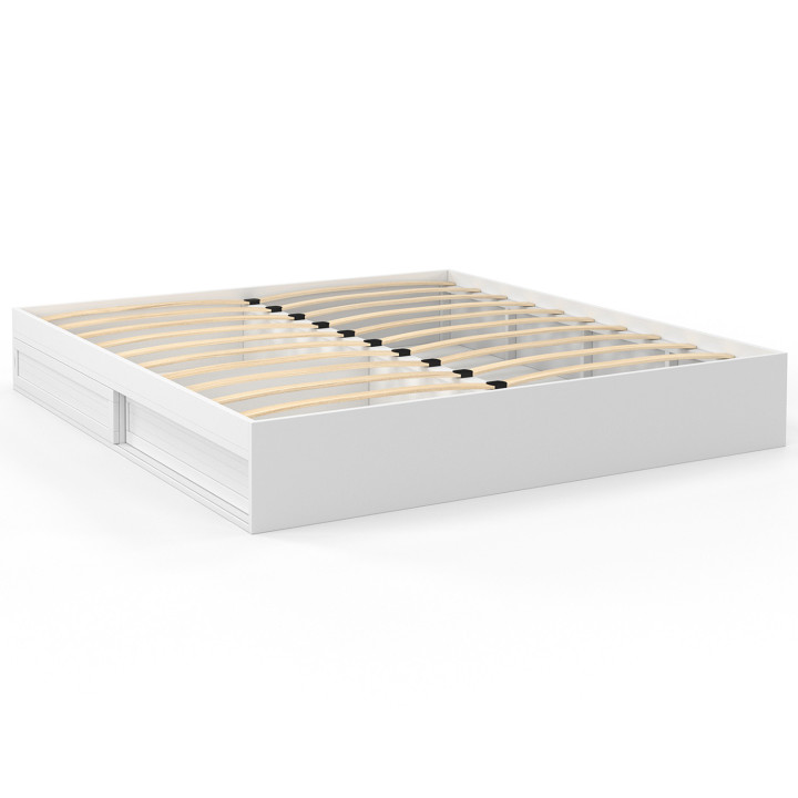 Struttura letto matrimoniale con contenitore e base bianca 180 x 200 cm - SALEM | ID Market
