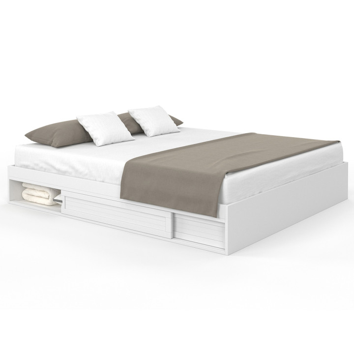 Struttura letto matrimoniale con contenitore e base bianca 180 x 200 cm - SALEM | ID Market