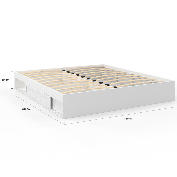 Struttura letto matrimoniale con contenitore e base bianca 180 x 200 cm - SALEM | ID Market