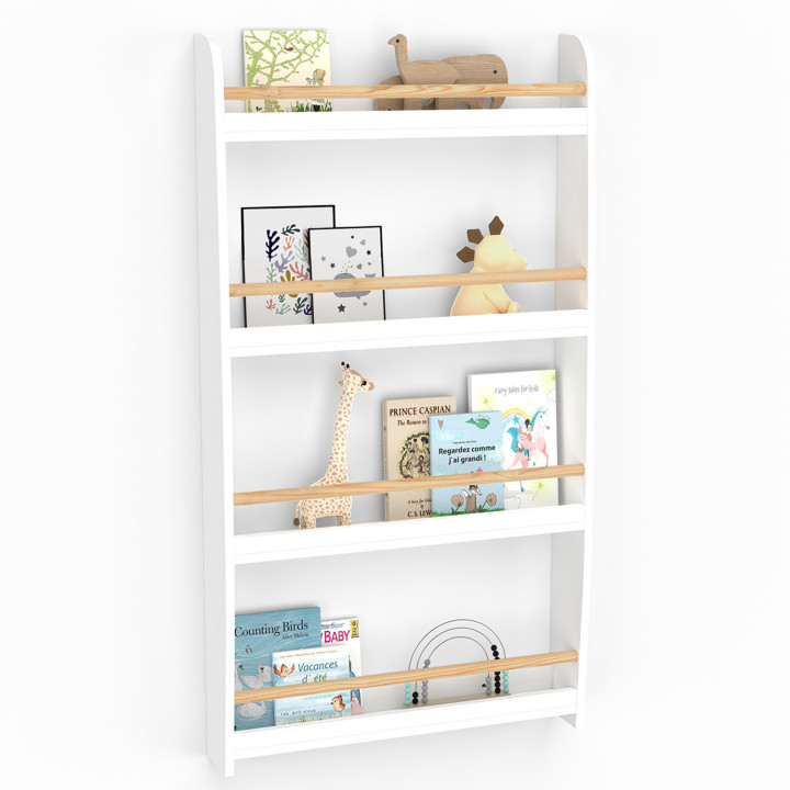 Libreria da parete per bambini in legno e bianco - PAULETTE | ID Market