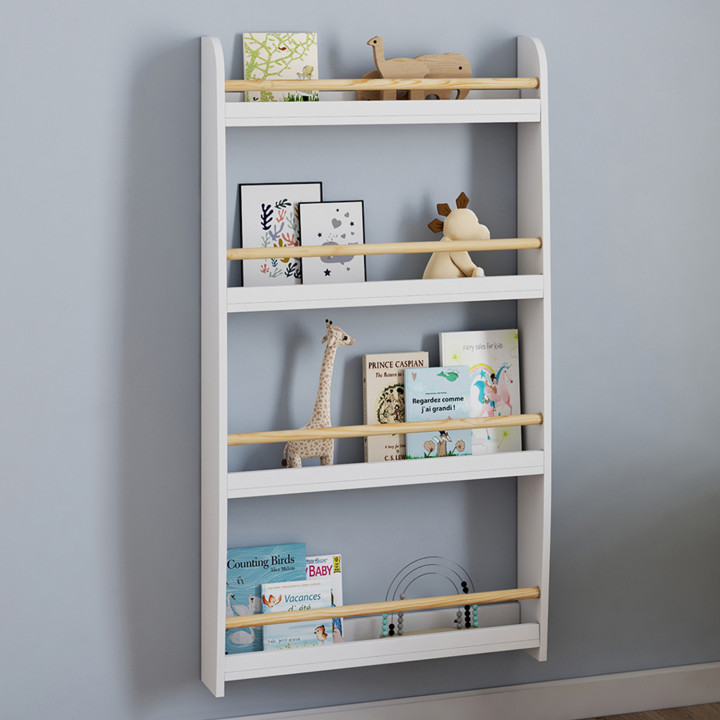 Libreria da parete per bambini in legno e bianco - PAULETTE | ID Market
