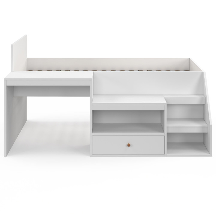 Letto combinato con rete, scrivania e contenitore bianco - LEOPOLD | ID Market