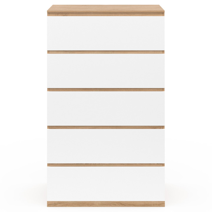 Cassettiera in legno faggio e bianco 5 cassetti 60cm - TOMI | ID Market
