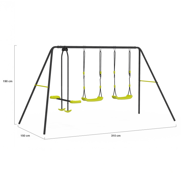Altalena da giardino per esterni 3 articoli | ID Market
