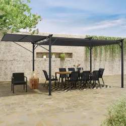 Pergola con tenda e tetto regolabile 3x4M grigio antracite | ID Market