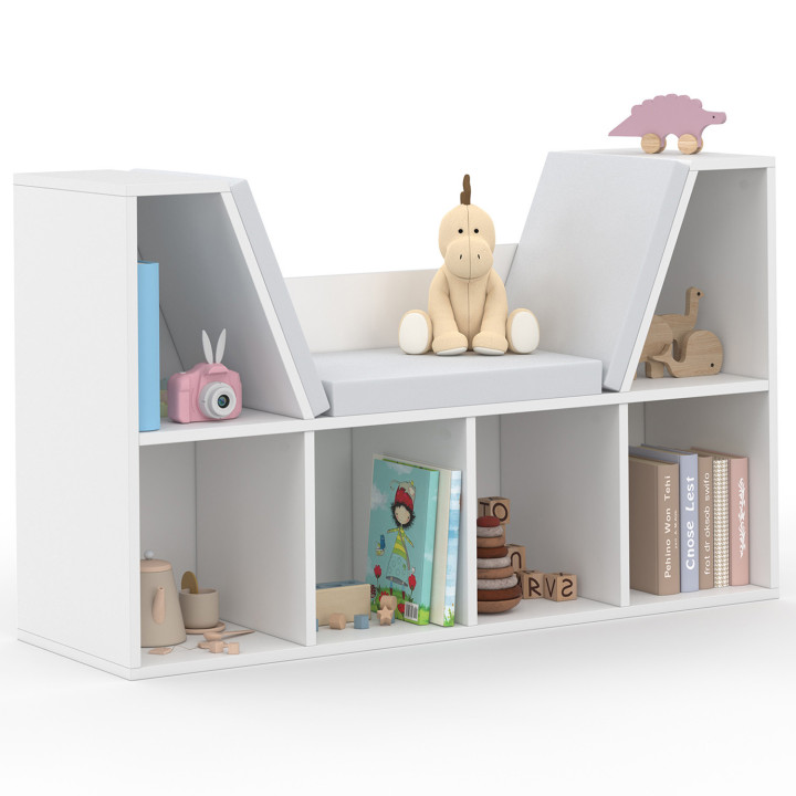 Libreria a panca bianca con cuscino grigio - OSCAR | ID Market