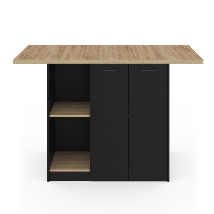 Isola centrale a 4 posti, legno nero e faggio 140cm - BAO | ID Market