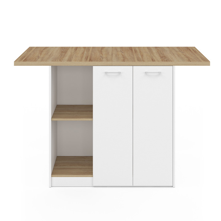 Tavolo centrale a isola per 4 persone, legno bianco e faggio 140cm - BAO | ID Market
