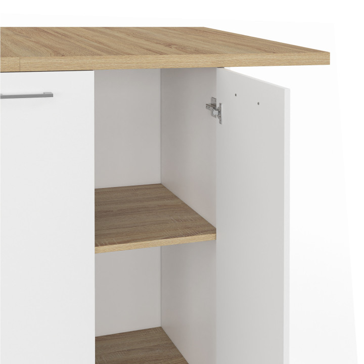 Tavolo centrale a isola per 4 persone, legno bianco e faggio 140cm - BAO | ID Market