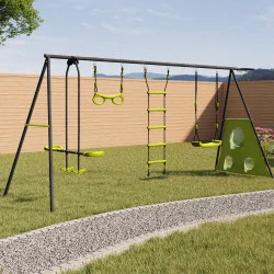 Altalena da giardino 4 apparecchi + canestro e porta da calcio | ID Market