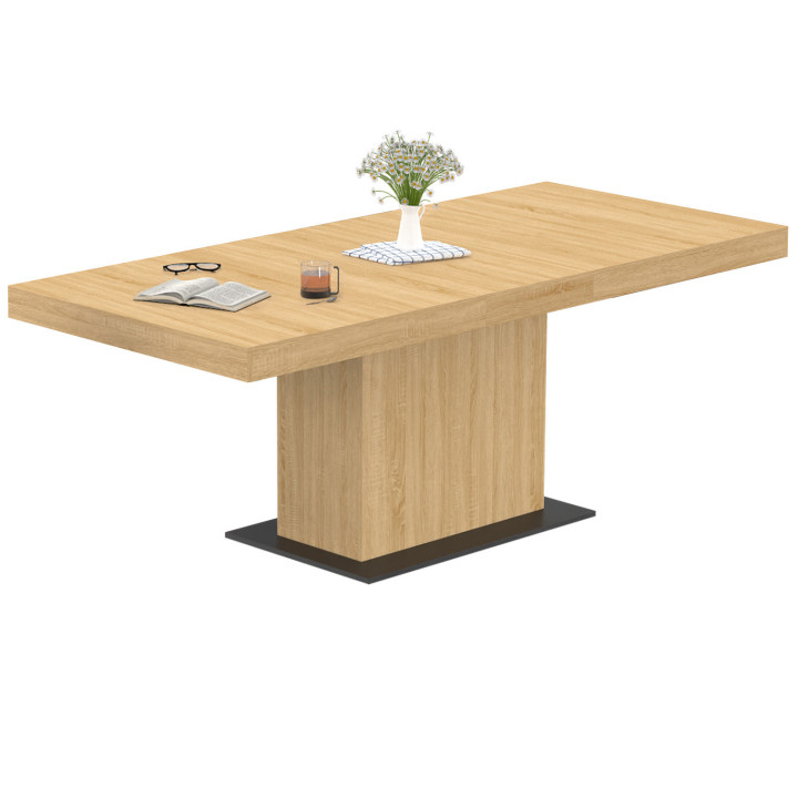Tavolo da pranzo rettangolare allungabile in legno con base nera - EDEN | ID Market