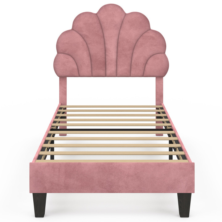 Letto singolo a conchiglia 90 x 190 cm, base in velluto - AMANDA |ID Market