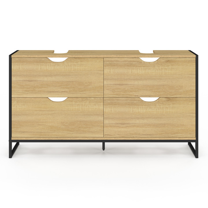 Mobile bagno a doppio lavabo con 4 cassetti, stile industriale - DETROIT | ID Market