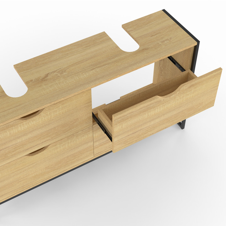 Mobile bagno a doppio lavabo con 4 cassetti, stile industriale - DETROIT | ID Market