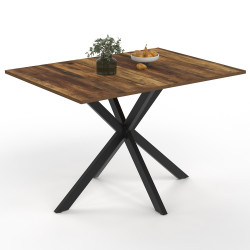 Tavolo da pranzo rettangolare piano in legno scuro 110 cm gamba a ragno nera 6 persone - HAWKINS | ID Market