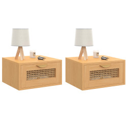 Comodini a parete a 1 cassetto con canna e ripiano in legno - EDHEN | ID Market