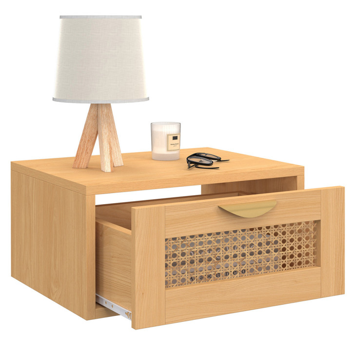 Comodini a parete a 1 cassetto con canna e ripiano in legno - EDHEN | ID Market