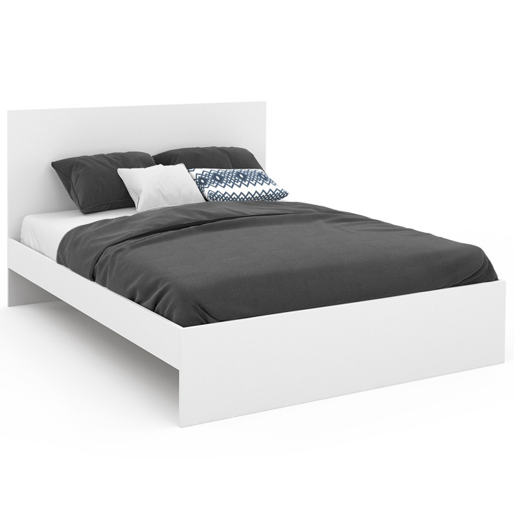 Letto matrimoniale con testiera bianca e box spring 140x190cm - OMAHA | ID Market