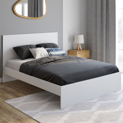 Letto matrimoniale con testiera bianca e box spring 140x190cm - OMAHA | ID Market