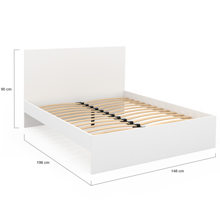 Letto matrimoniale con testiera bianca e box spring 140x190cm - OMAHA | ID Market