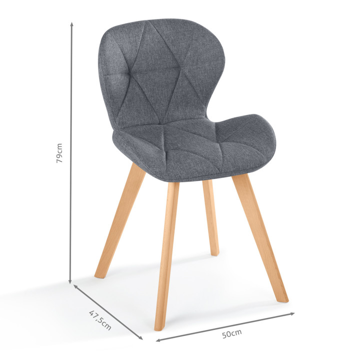 Sedie da pranzo in tessuto grigio - Set di 4 - ROBINE | ID Market