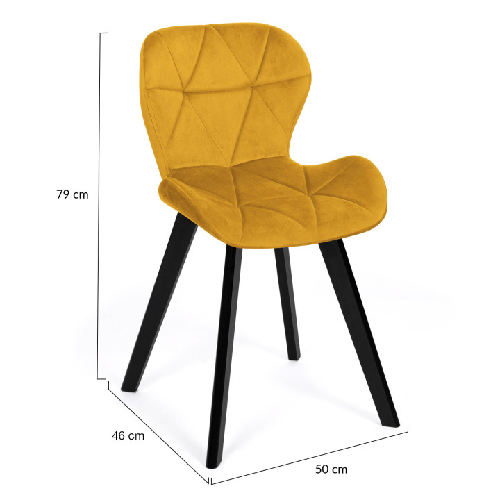 Set di 4 sedie in velluto blu, grigio e giallo - ROBINE | ID Market