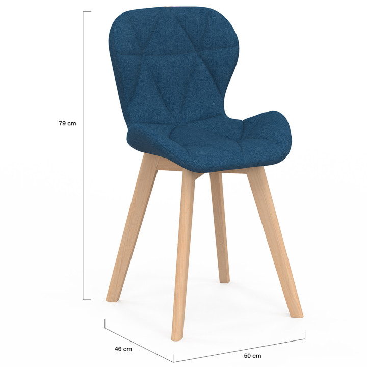 Set di 6 sedie da pranzo in tessuto blu anatra - ROBINE - ID Market