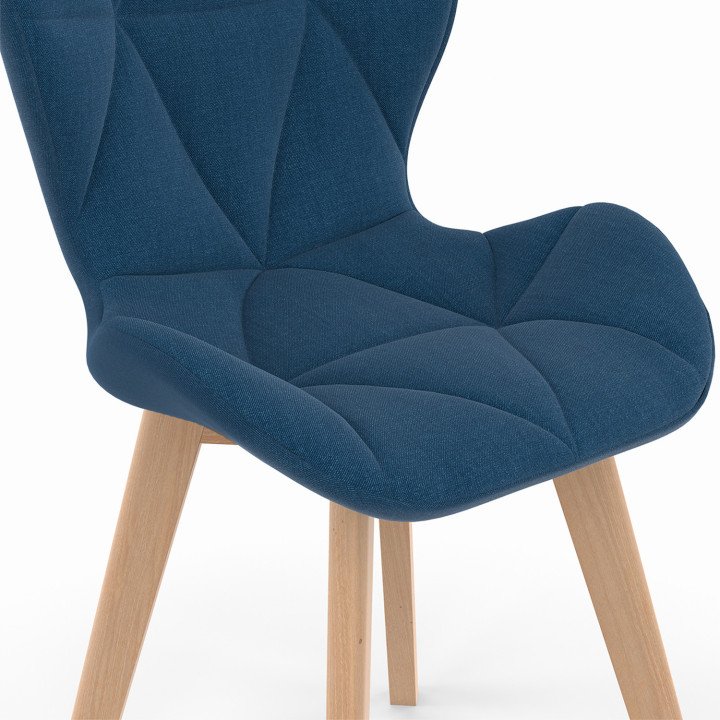 Set di 6 sedie da pranzo in tessuto blu anatra - ROBINE - ID Market