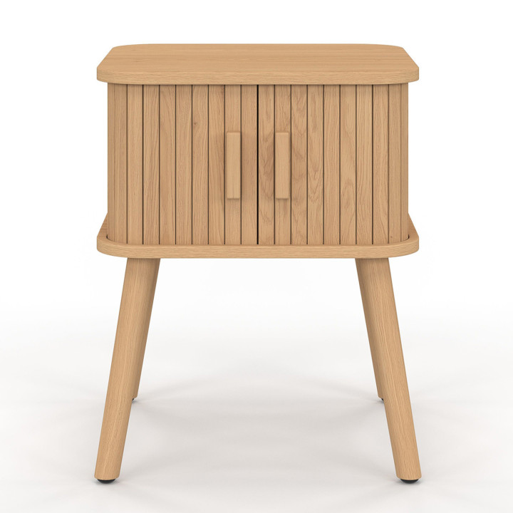 Comodini in legno color rovere con ante scorrevoli e doghe - ROMIE | ID Market