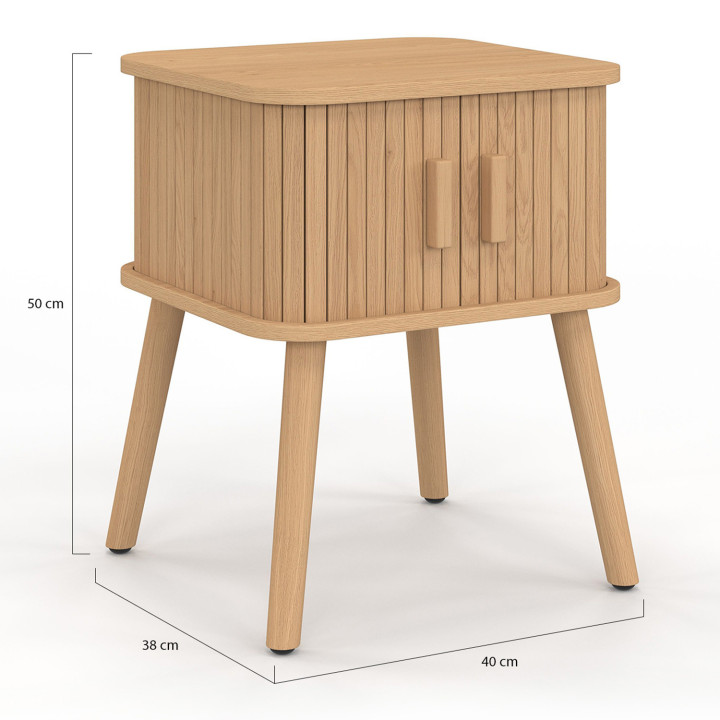 Comodini in legno color rovere con ante scorrevoli e doghe - ROMIE | ID Market