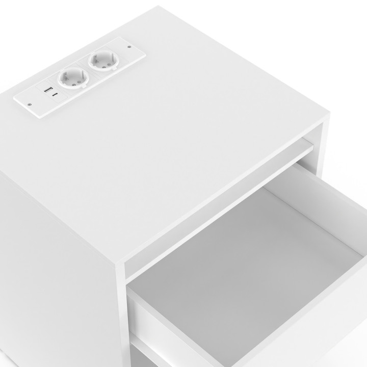 Comodini a LED 1 cassetto e nicchia con stazione di ricarica - TED | ID Market