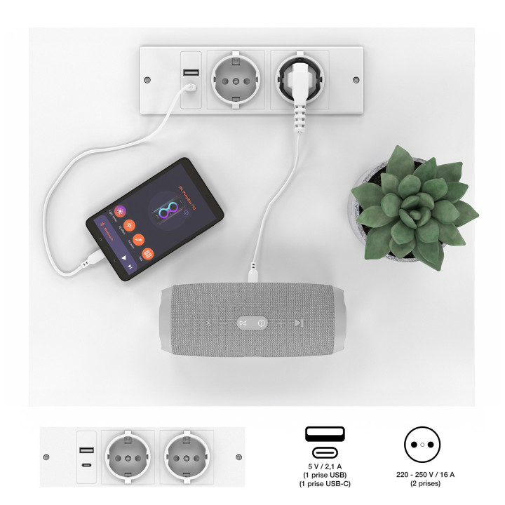 Comodini a LED 1 cassetto e nicchia con stazione di ricarica - TED | ID Market