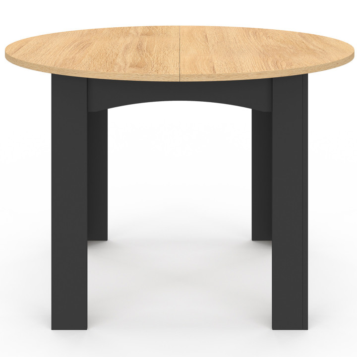 Tavolo da pranzo rotondo per 4-6 persone, nero, piano in faggio, 110 cm - DONA | ID Market