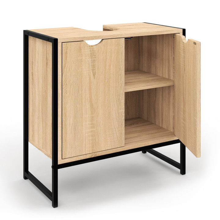 Mobiletto da bagno in metallo e legno - DETROIT | ID Market