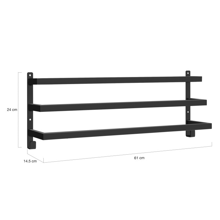 Portasciugamani da parete di design industriale in metallo nero - DALLAS | ID Market