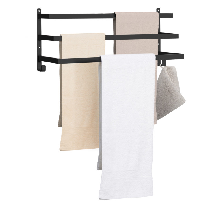 Portasciugamani da parete di design industriale in metallo nero - DALLAS | ID Market