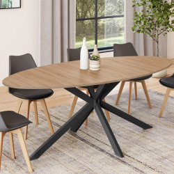 Tavolo da pranzo ovale nero e legno 200 cm - ALIX | ID Market