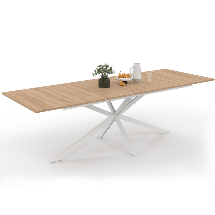Tavolo da pranzo rettangolare allungabile con gambe in legno e ragno bianco - ALIX | The ALIX Collection IDMarket