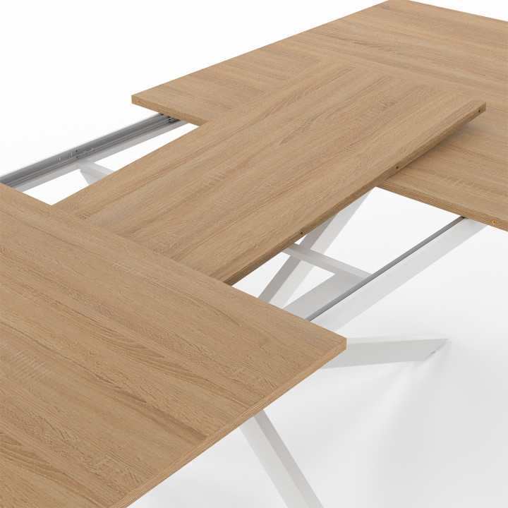 Tavolo da pranzo rettangolare allungabile con gambe in legno e ragno bianco - ALIX | The ALIX Collection IDMarket
