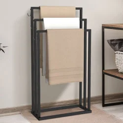 Portasciugamani industriale in metallo nero, 3 livelli - DALLAS | ID Market