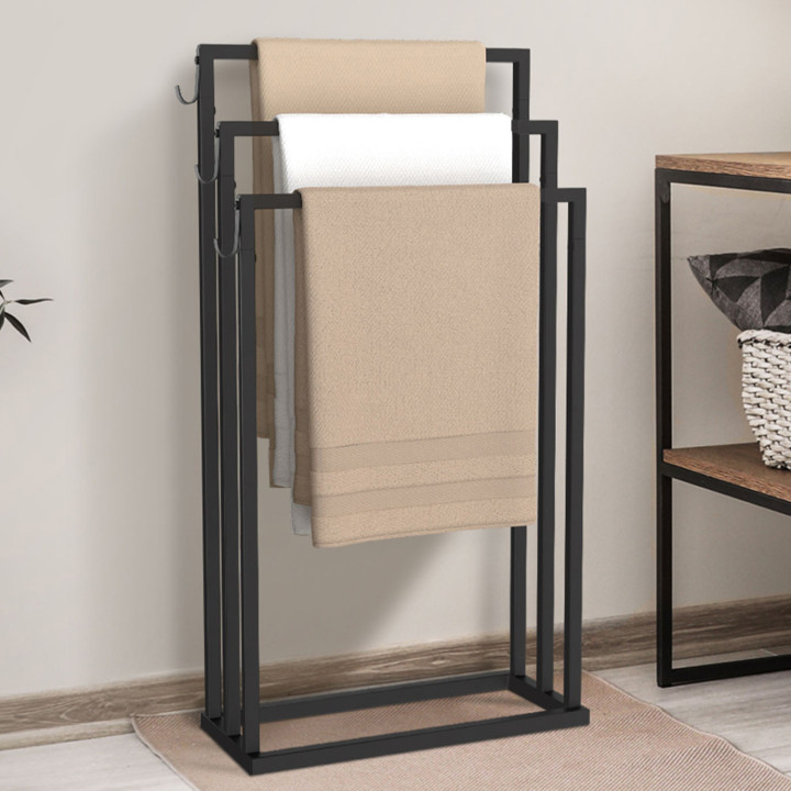 Portasciugamani industriale in metallo nero, 3 livelli - DALLAS | ID Market