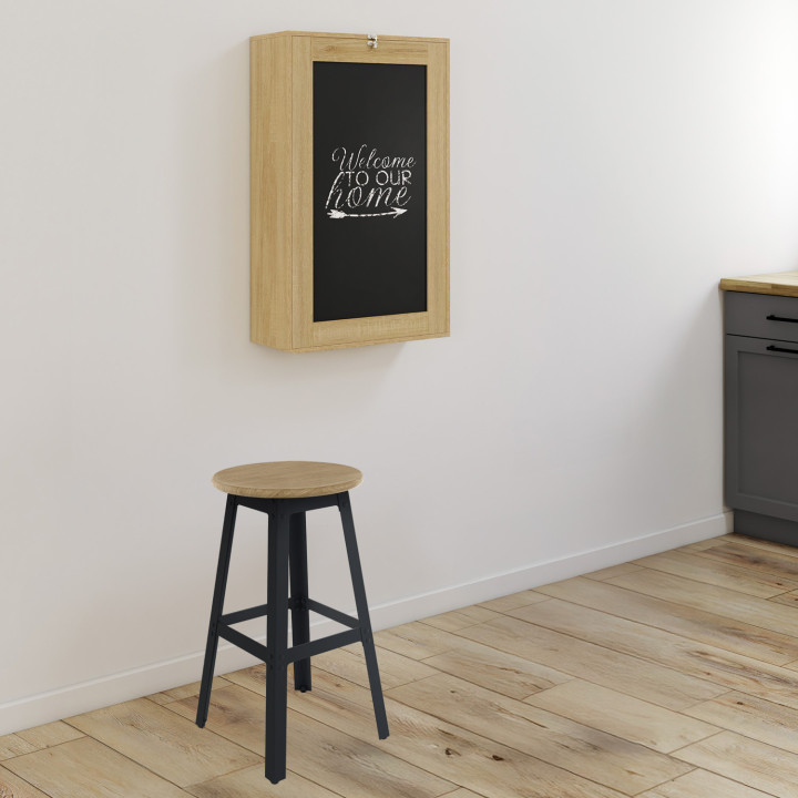 Tavolo da parete pieghevole in legno e nero con mensole - MACCHIA | IDMarket