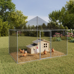 Pollaio 6m² 3x2M con tetto e rete in acciaio zincato | ID Market