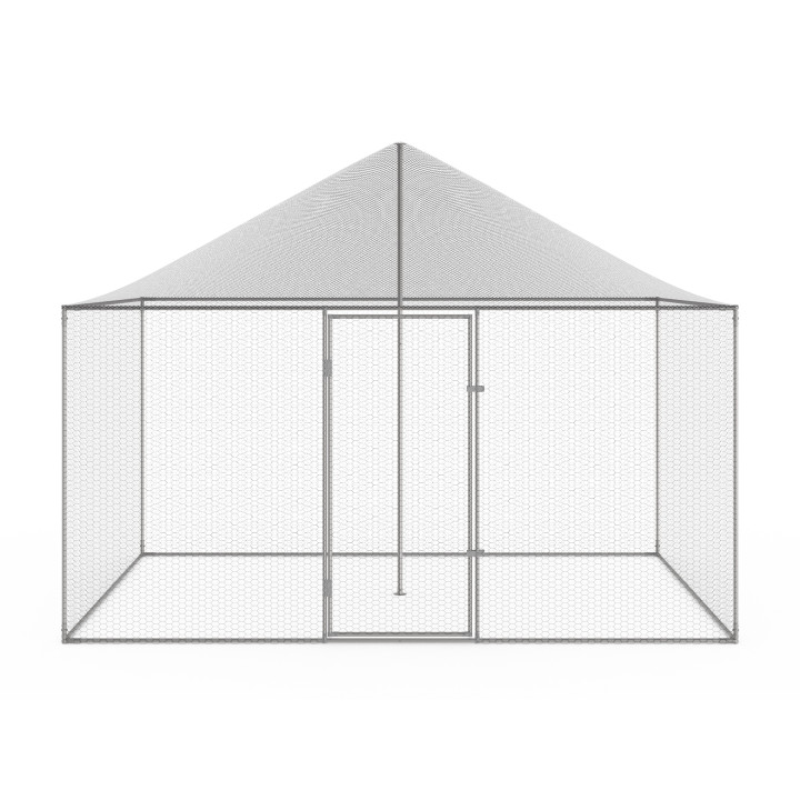 Pollaio 6m² 3x2M con tetto e rete in acciaio zincato | ID Market