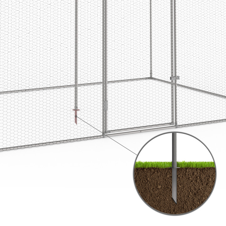 Pollaio 6m² 3x2M con tetto e rete in acciaio zincato | ID Market