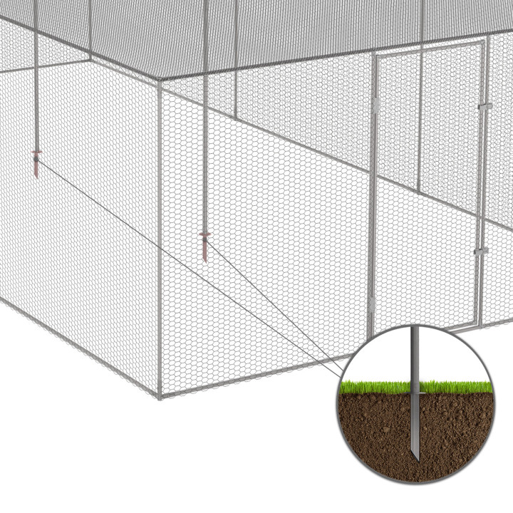 Pollaio 18m² 6x3M con tetto e rete in acciaio zincato | ID Market