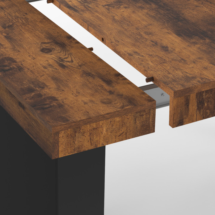 Consolle allungabile, 10 persone, 235 cm, legno effetto invecchiato e nero - EDEN | ID Market