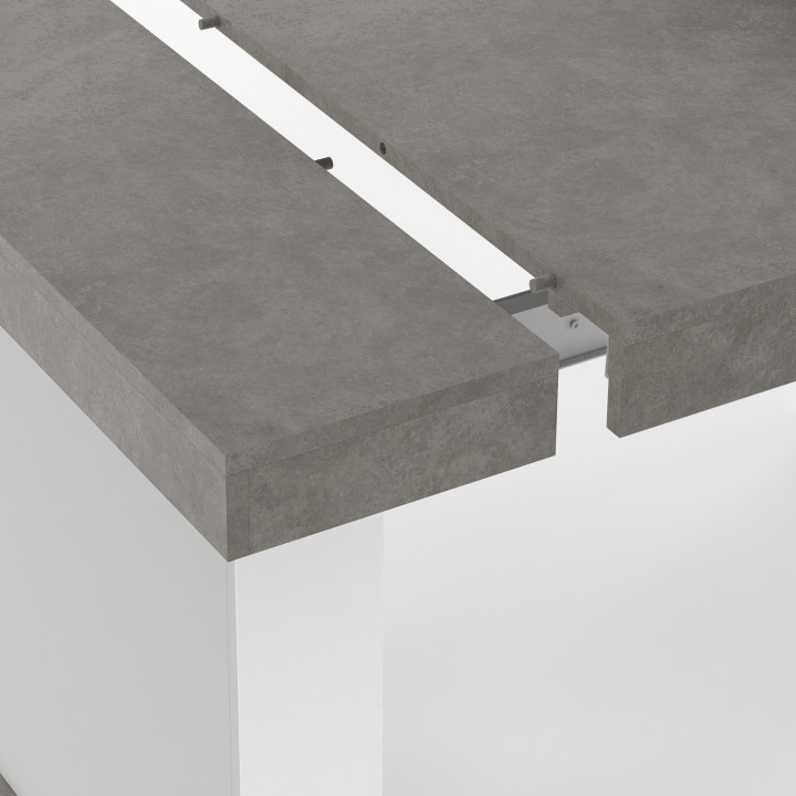 Consolle allungabile per 10 persone 235 cm in cemento e bianco - EDEN | ID Market