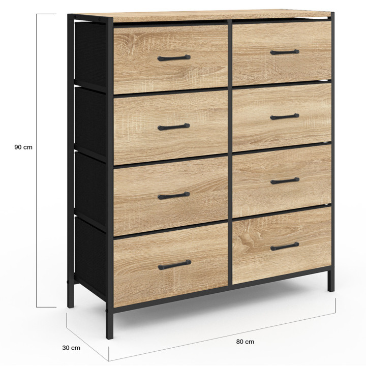 Commode 8 tiroirs métal et bois design industriel en tissu - UTAH | ID Market