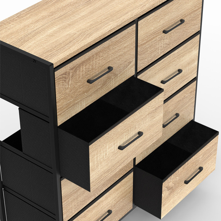 Commode 8 tiroirs métal et bois design industriel en tissu - UTAH | ID Market